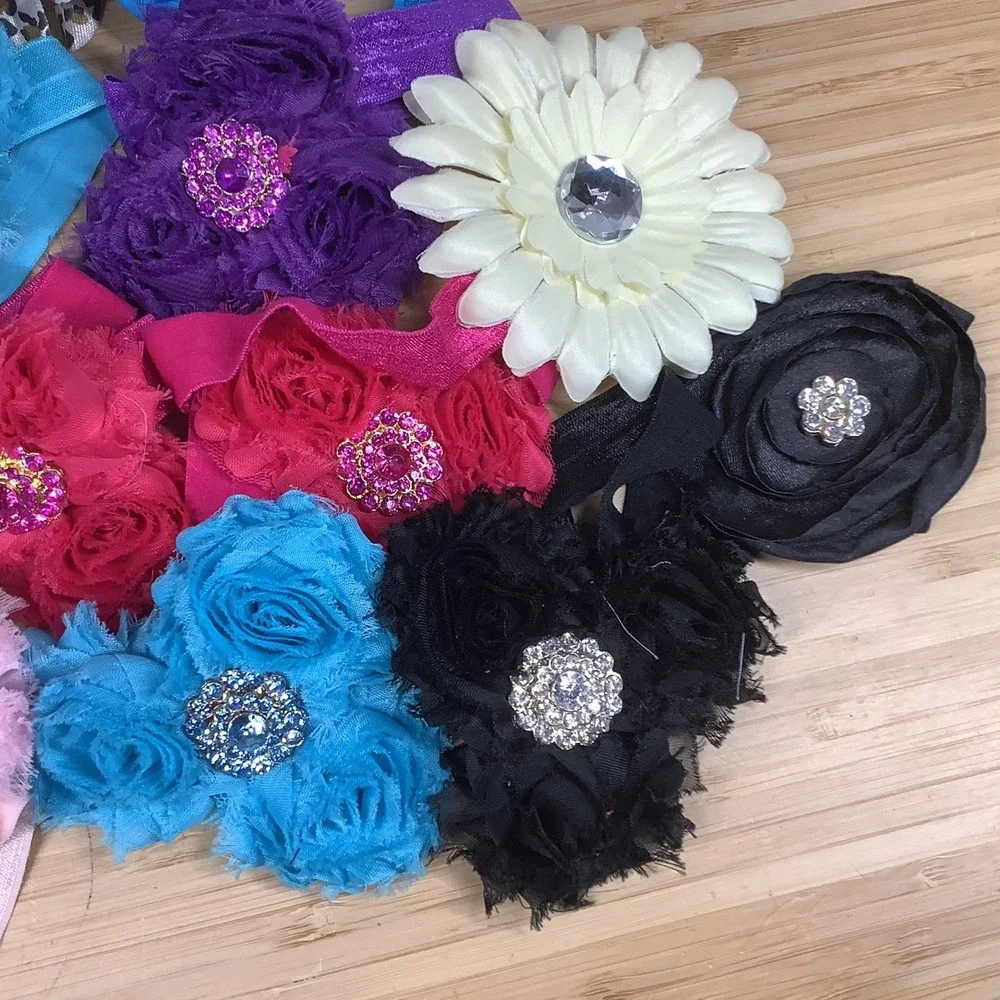 Lot of 23 Assorted Girls Hair Bows Clips Mixed Colors & Styles